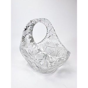ABP American Brilliant Period Crystal Basket Flute Hobstar Fan Crosshatching